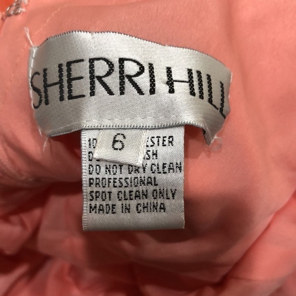 NWOT Sherri Hill Prom Dress Size 8 Pastel Peach Pink Rhinestone Floral Lace Mini - Picture 5 of 9
